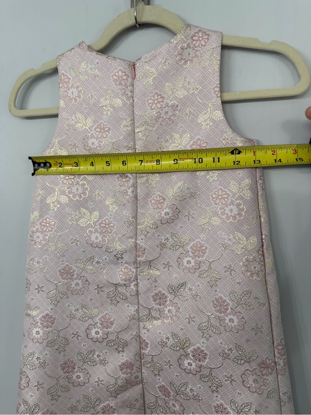 Rachel Zoe girls 7 beaded floral pink metallic gold floral jacquard dress - Picture 6 of 8